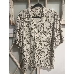 Vintage Silk mens size XXL cream & beige silk button down shirt